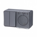 Блок ОП AtlasDesign Profi54 (розетка 16А 250В с заземл. защ. шторки + 2-кл. выкл. 10А) IP54 антрацит SE ATN544074 - smartlife-ural.ru – Екатеринбург