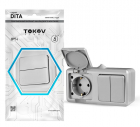 Блок ОП Dita (розетка 16А 250В с заземл. + 2-кл. выкл. 10А) IP54 сер. TOKOV ELECTRIC TKL-DT-V2RZ-C06-IP54 - smartlife-ural.ru – Екатеринбург