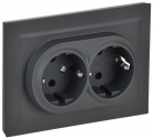 Розетка 2-м СП BRITE РСш12-3-БрГ 16А в сборе с заземл. защ. шторки графит IEK BR-R24-16-K53-F - smartlife-ural.ru – Екатеринбург