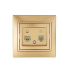 Розетка компьютерная + телефонная 2-м СП Mira RJ45 + RJ11 зол. метал. LEZARD 701-1313-143 - smartlife-ural.ru – Екатеринбург