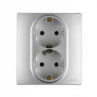 Розетка 2-м СП Etika 16А IP31 250В 2х2P+E с заземл. защ. шторки немецк. стандарт безвинт. клеммы алюм. Leg 672433 - smartlife-ural.ru – Екатеринбург