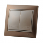 Выключатель 2-кл. СП Mira 10А IP20 со вставкой свет. корич./жемчуж./бел. перламутр. LEZARD 701-3130-101 - smartlife-ural.ru – Екатеринбург