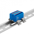 Блок распределительный с горизонт. адаптером на рейку шир. 35мм зажим push-in 12 точек подключения 2.5кв.мм син. DKC DTP1-012-04SPUB-H - smartlife-ural.ru – Екатеринбург