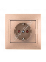 Розетка 1-м СП Mira 16А IP20 с заземл. защ. шторки со вставкой керамика свет. корич. перламутр. LEZARD 701-3131-124 - smartlife-ural.ru – Екатеринбург