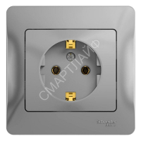 Розетка 1-м СП Glossa 16А IP20 с заземл. в сборе алюм. SE GSL000342 - smartlife-ural.ru – Екатеринбург