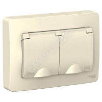 Розетка 2-м СП Blanca 16А IP44 250В с заземл. защ. шторки с крышкой молоч. SE BLNRS441122 - smartlife-ural.ru – Екатеринбург