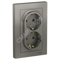 Розетка 2-м СП AtlasDesign 16А IP20 с заземл. в сборе сталь SE ATN000924 - smartlife-ural.ru – Екатеринбург