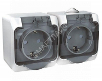 Розетка 2-м ОП Этюд 16А IP44 250В с заземл. защ. шторки с крышкой бел. SE PA16-244B - smartlife-ural.ru – Екатеринбург