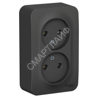 Розетка 2-м ОП Blanca 16А IP20 250В без заземл. без защ. шторок с изолир. пластиной антрацит SE BLNRA000216 - smartlife-ural.ru – Екатеринбург