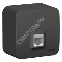 Розетка компьютерная 1-м ОП Blanca RJ45 кат.5E с изолир. пластиной антрацит SE BLNIA045006 - smartlife-ural.ru – Екатеринбург