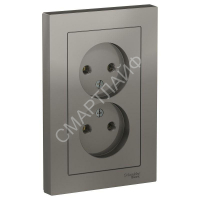 Розетка 2-м СП AtlasDesign 16А IP20 без заземл. в сборе сталь SE ATN000920 - smartlife-ural.ru – Екатеринбург