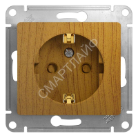 Розетка 1-м СП Glossa 16А IP20 с заземл. защ. шторки механизм дерево дуб SE GSL000545 - smartlife-ural.ru – Екатеринбург