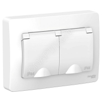 Розетка 2-м СП Blanca 16А IP44 250В с заземл. защ. шторки с крышкой бел. SE BLNRS441121 - smartlife-ural.ru – Екатеринбург