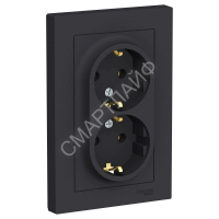 Розетка 2-м СП AtlasDesign 16А IP20 с заземл. в сборе карбон SE ATN001024 - smartlife-ural.ru – Екатеринбург