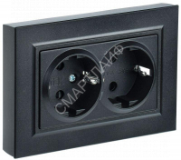 Розетка 2-м СП BRITE РС12-3-БрЧ 16А в сборе с заземл. без защ. шторок черн. IEK BR-R21-16-K02-F - smartlife-ural.ru – Екатеринбург