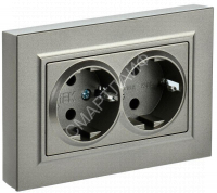 Розетка 2-м СП BRITE РС12-3-БрШ 16А в сборе с заземл. без защ. шторок шампань IEK BR-R21-16-K37-F - smartlife-ural.ru – Екатеринбург