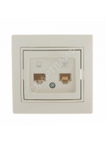 Розетка компьютерная + телефонная 2-м СП Mira RJ45 + RJ11 крем./крем.. LEZARD 701-0303-143 - smartlife-ural.ru – Екатеринбург