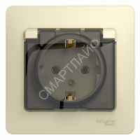 Розетка 1-м СП Glossa 16А IP20 с заземл. защ. шторки с крышкой в сборе беж. SE GSL000246 - smartlife-ural.ru – Екатеринбург
