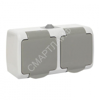 Розетка 2-м ОП Мурманск 16А IP54 с заземл. защ. шторки с крышкой сер. EKF EFR16-129-30-54 - smartlife-ural.ru – Екатеринбург