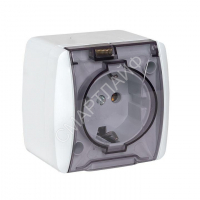 Розетка 1-м ОП Владивосток 16А IP54 с заземл. с прозр. крышкой бел. EKF EQR16-029-30-54-T - smartlife-ural.ru – Екатеринбург