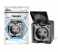 Розетка 1-м ОП Dita 16А IP54 250В с заземл. с крышкой карбон TOKOV ELECTRIC TKL-DT-R1Z-C14-IP54 - smartlife-ural.ru – Екатеринбург