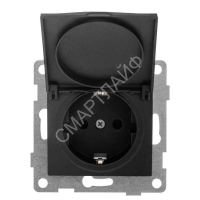 Розетка 1-м СП Bravo 16А 250В с заземл. защ. шторки с крышкой механизм графит GUSI С10Р91-010 - smartlife-ural.ru – Екатеринбург