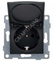 Розетка 1-м СП Ugra 16А 250В с заземл. защ. шторки с крышкой механизм графит GUSI С11Р91-010 - smartlife-ural.ru – Екатеринбург