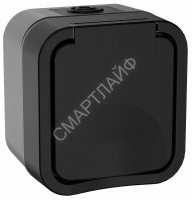 Розетка 1-м ОП TORS 16А IP55 TS120 с заземл. с крышкой графит IEK TS-R16-16-55-K53 - smartlife-ural.ru – Екатеринбург