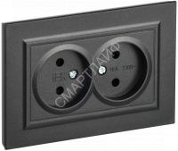 Розетка 2-м СП BRITE РС12-2-БрЧ 10А в сборе без заземл. без защ. шторок черн. IEK BR-R20-10-K02-F - smartlife-ural.ru – Екатеринбург