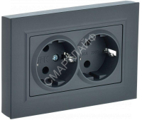Розетка 2-м СП BRITE РС12-3-БрГ 16А в сборе с заземл. без защ. шторок графит IEK BR-R21-16-K53-F - smartlife-ural.ru – Екатеринбург