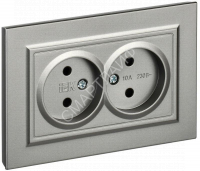 Розетка 2-м СП BRITE РС12-2-БрС 10А в сборе без заземл. без защ. шторок сталь IEK BR-R20-10-K46-F - smartlife-ural.ru – Екатеринбург