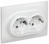 Розетка 2-м SKANDY 16А с заземл. без защ. шторок в сборе SK-R08W арктич. бел. IEK SK-R21-16-K01-F - smartlife-ural.ru – Екатеринбург