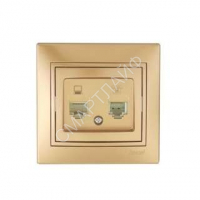 Розетка компьютерная + телефонная 2-м СП Mira RJ45 + RJ11 зол. метал. LEZARD 701-1313-143 - smartlife-ural.ru – Екатеринбург