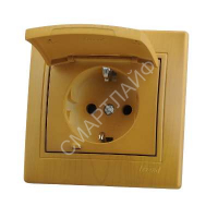 Розетка 1-м СП Mira 16А IP20 с заземл. с защ. крышкой керамика ольха LEZARD 701-0701-123 - smartlife-ural.ru – Екатеринбург