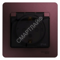 Розетка 1-м СП Glossa 16А IP44 250В с заземл. защ. шторки с крышкой в сборе баклажан. SE GSL001148 - smartlife-ural.ru – Екатеринбург