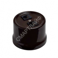 Розетка компьютерная 2-м ОП Лизетта RJ45 10А IP20 ретро кат.5E керамика корич. Bironi B1-302-02 - smartlife-ural.ru – Екатеринбург