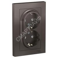 Розетка 2-м СП AtlasDesign 16А IP20 с заземл. защ. шторки в сборе мокко SE ATN000626 - smartlife-ural.ru – Екатеринбург