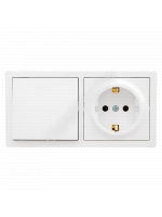 Блок ОП LETO (1-кл. выключатель + 1-м розетка с заземл.) горизонт. бел. LEZARD 752-0200-170BAP - smartlife-ural.ru – Екатеринбург