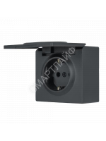 Розетка 1-м ОП LETO с заземл. с крышкой LETO ПБТ графит LEZARD 752-3400-123B - smartlife-ural.ru – Екатеринбург