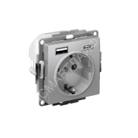 Розетка AtlasDesign 16А с 2-мя заряд. устройствами USB тип A+C 5В/2.4А 2х5В/1.2А механизм алюм. SE ATN000332 - smartlife-ural.ru – Екатеринбург