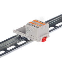 Блок распределительный с вертикал. адаптером на рейки шир. 15/35мм зажим push-in 10 точек подключения 2.5кв.мм сер. DKC DTP1-010-04SPUG-V - smartlife-ural.ru – Екатеринбург