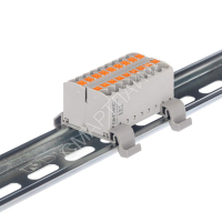 Блок распределительный с горизонт. адаптером на рейку шир. 35мм зажим push-in 18 точек подключения 2.5кв.мм сер. DKC DTP1-018-04SPUG-H - smartlife-ural.ru – Екатеринбург