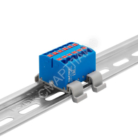 Блок распределительный с горизонт. адаптером на рейку шир. 35мм зажим push-in 12 точек подключения 2.5кв.мм син. DKC DTP1-012-04SPUB-H - smartlife-ural.ru – Екатеринбург