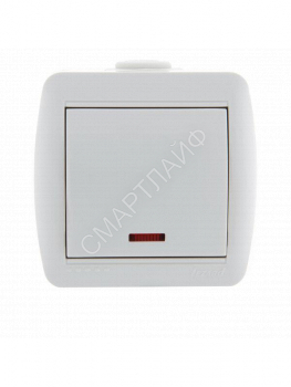 Выключатель 1-кл. ОП Nata 10А IP20 с подсветкой бел. LEZARD 710-0200-111 - smartlife-ural.ru – Екатеринбург