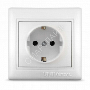 Розетка 1-м СП Севиль 16А IP20 с заземл. бел. UNIVersal С0028 - smartlife-ural.ru – Екатеринбург
