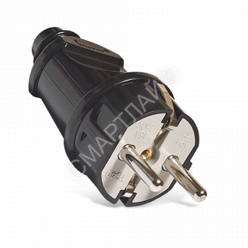 Вилка электрическая прямая 16А 250В с заземл. черн. (еврослот) UNIVersal А1010 - smartlife-ural.ru – Екатеринбург