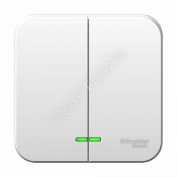 Выключатель 2-кл. ОП Blanca 10А IP20 (сх. 5) 250В с подсветкой с изолир. пластиной бел. SE BLNVA105111 - smartlife-ural.ru – Екатеринбург