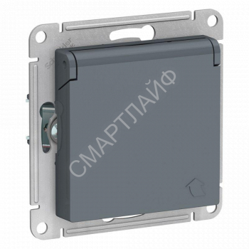 Розетка 1-м СП AtlasDesign 16А IP20 с заземл. защ. шторки с крышкой механизм грифель SE ATN000746 - smartlife-ural.ru – Екатеринбург