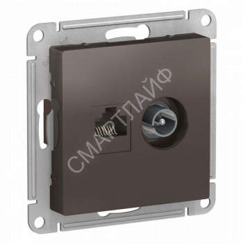 Розетка компьютерная + телевизионная 2-м СП AtlasDesign RJ45 кат.5E + TV механизм мокко SE ATN000689 - smartlife-ural.ru – Екатеринбург