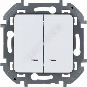 Выключатель 2-кл. Inspiria 10А IP20 250В 10AX с подсветкой/индикацией механизм бел. IEK 673630 - smartlife-ural.ru – Екатеринбург